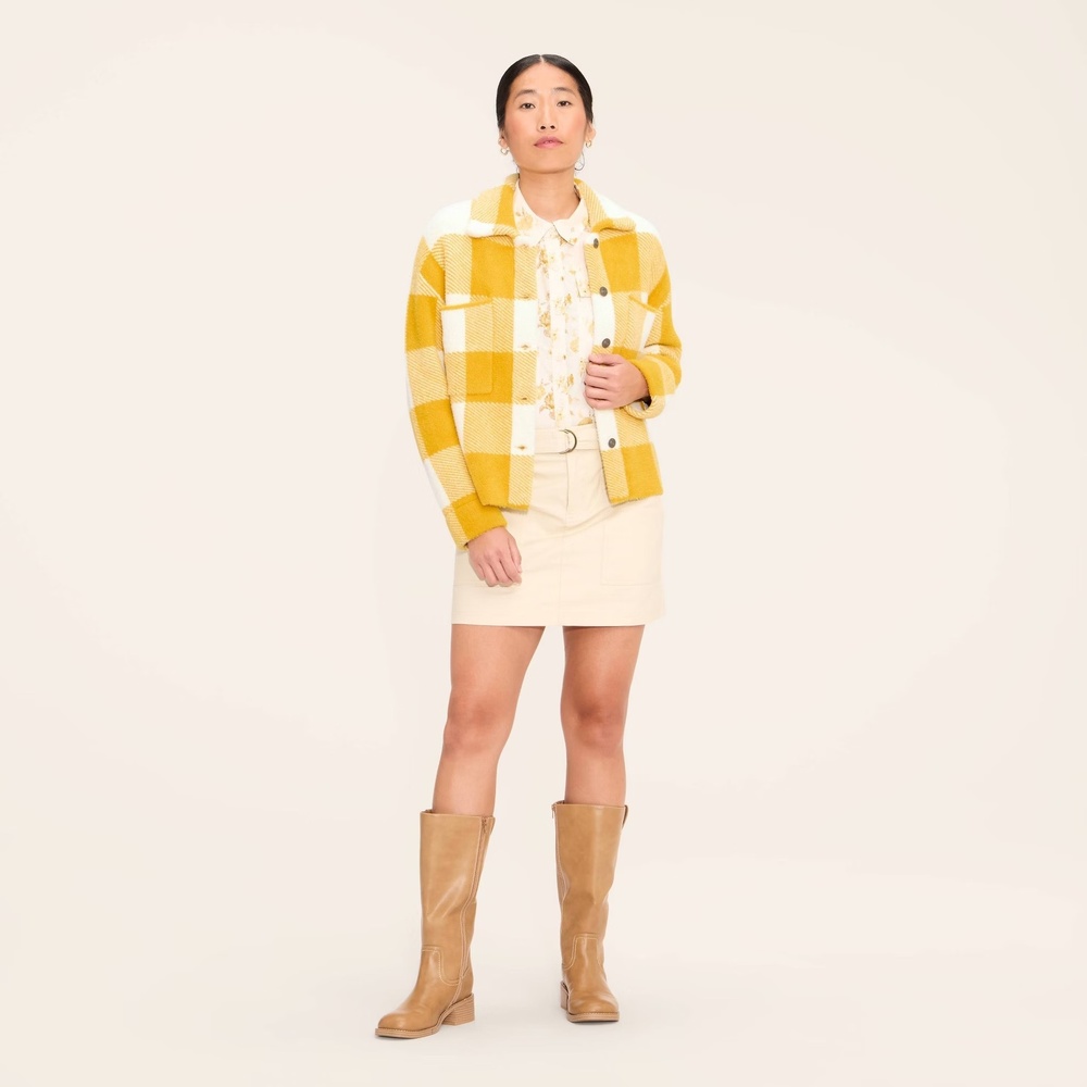 Woolrich x Target Women's S Small‎ Plaid Shacket Yellow/Cream Shirt Jacket, NWT!
